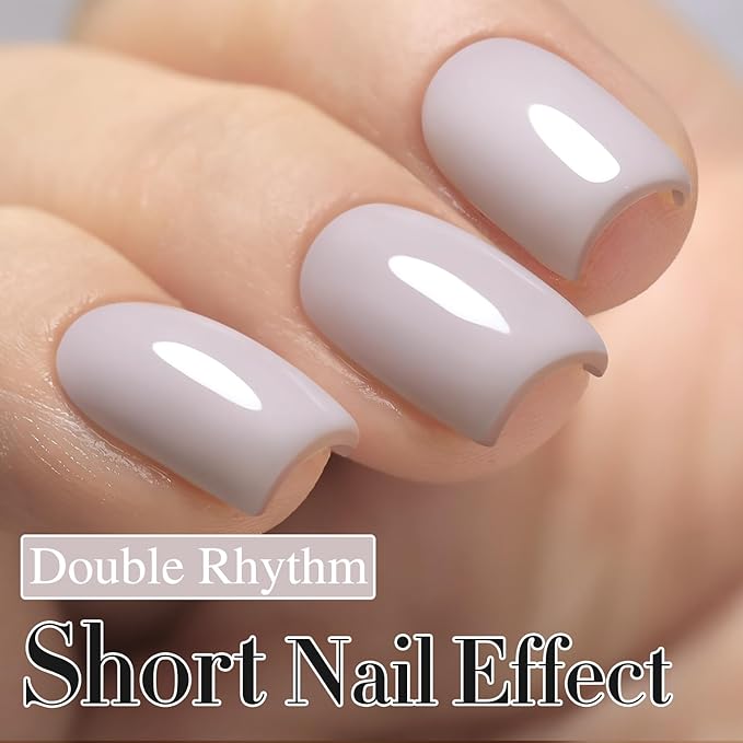 Double Rhythm 15ML Gel Nail Polish Pure Sheer Same Color Same Bottle Soak Off Gel Polish Art Manicure Salon DIY at Home for Women (Milky Gray-A1466)