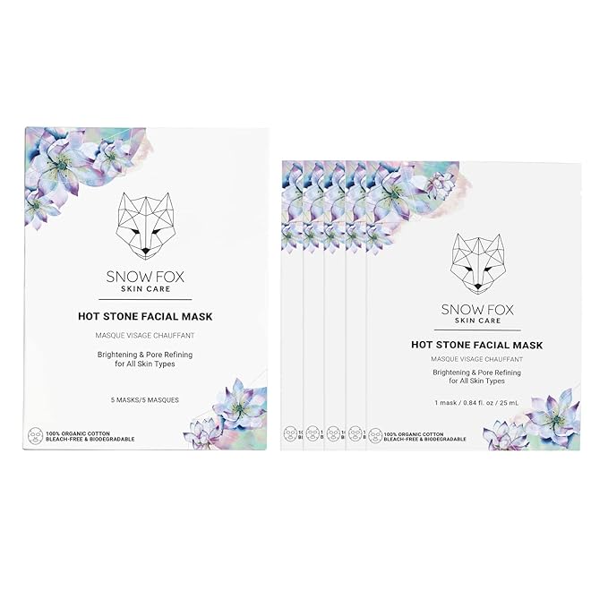 Snow Fox Skincare Hot Stone Facial Mask for Oil Control & Pore Treatment, 5-Pack