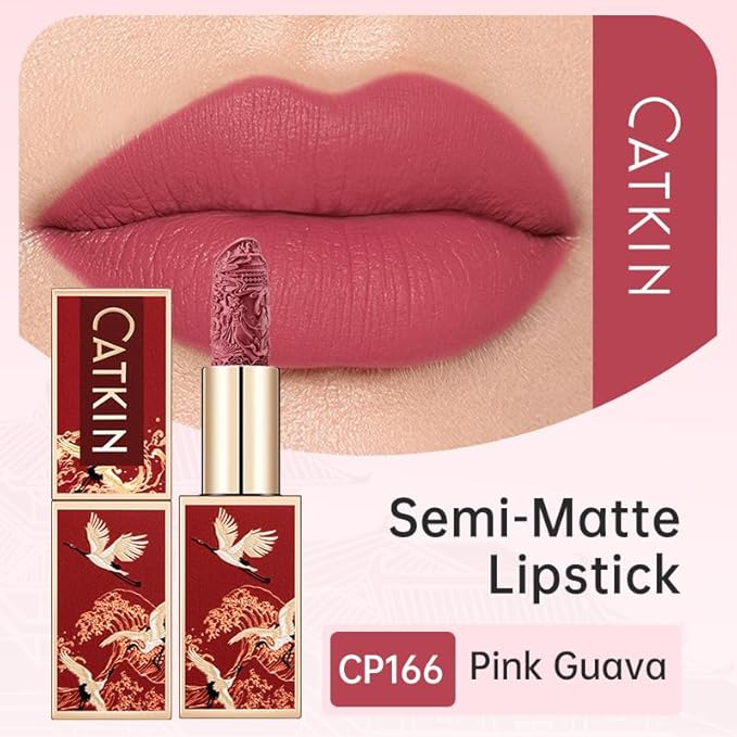 Catkin Lipstick Gift Set for Women, Full Coverage Velvet Semi-Matte Finish, Long Lasting Weightless with Hydrating Smooth Creamy Texture 0.13 oz x 3pcs
