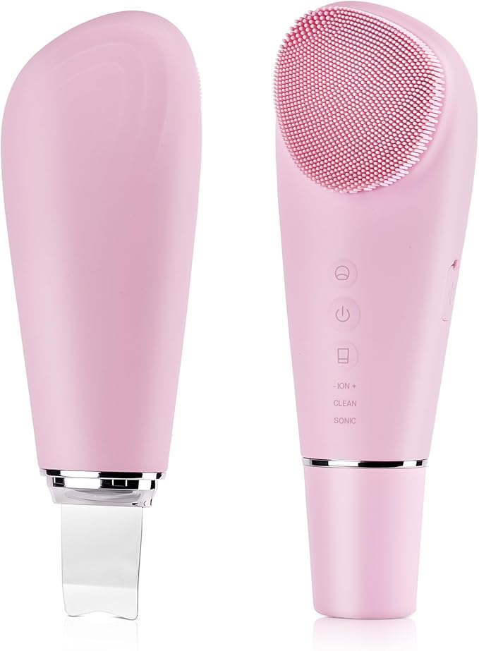 VRAIKO PorePure Silicone Face Scrubber | 2-in-1 Facial Cleansing Brush & Skin Spatula Duo | Blackhead Remover Pore Cleaner for Face & Nose | IPX7 Waterproof Exfoliating Massager Deep Cleansing