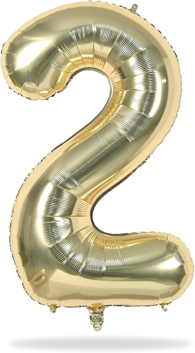 40 Inch Balloon Number 2 Champagne Gold, Large Foil Light Gold Number Balloons Set 0-9 for Women Men, Digital 2 Helium Balloons for Boys Girls 2nd Birthday Anniversary Graduation Party Decorations