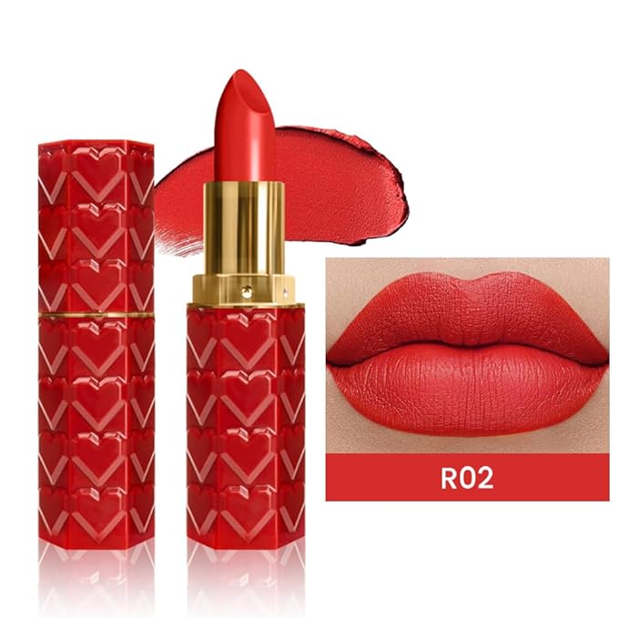 evpct 1Pcs Ruby Orange Red Lipstick, Silky Velvet Matte Lipstick Pack Sets for Women, Long Lasting Smudge Proof Lipstick Lip Stain Makeup Kit matte lipstick 24 hours original R02