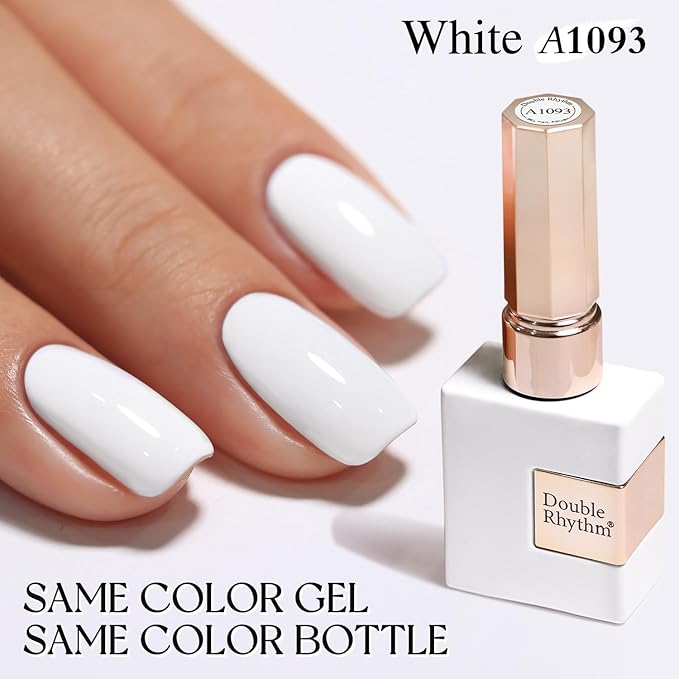 Double Rhythm 15ML Gel Nail Polish Pure Sheer Same Color Same Bottle Soak Off Gel Polish Art Manicure Salon DIY at Home for Women (White-A1093)