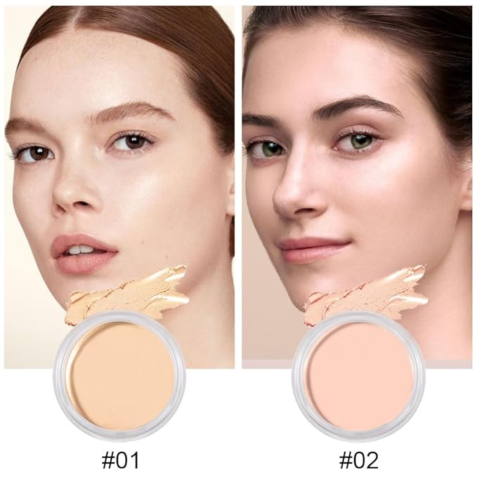 Kaely 2Pcs Cream Pot Concealer Full Coverage Makeup Set, Under Eye Brightener Color Correcting Concealer for Dark Circles, Waterproof Foundation Palette with Brush, Corrector de ojeras, 01+02