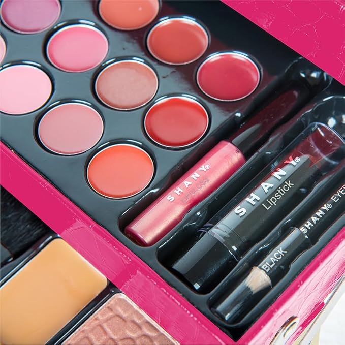 SHANY All In One Makeup Set, Eyeshadow, Blushes, Face Powder, Lipstick, Eye liners, Make up Pencils and Cosmetics Mirror - Makeup Kit With Reusable Storage Beauty Box - Pink