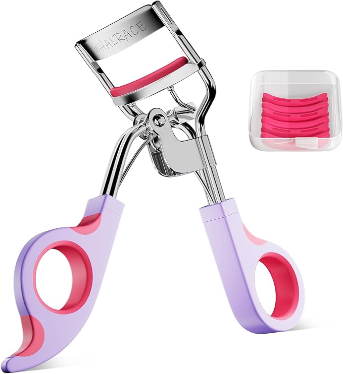 Eye Lash Curler with 6 Replacement Pads, Whalrace Eyelash Curlers Superior Curling Effect, Beautiful and Easy to Identify-Silver Purple Red