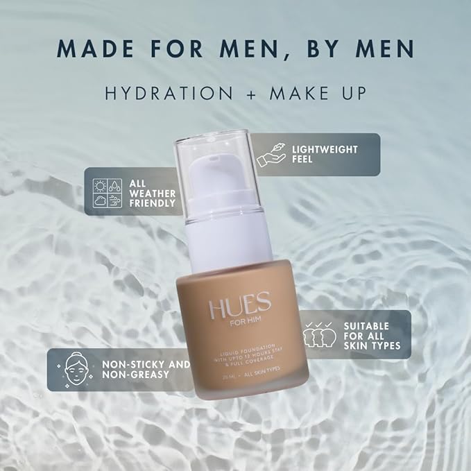 Invisible Foundation for Men – Medium-Coverage, Lightweight & Hydrating | Natural Look Makeup | Oil Control & Sweat-Resistant | 4 Shades | Deep Espresso