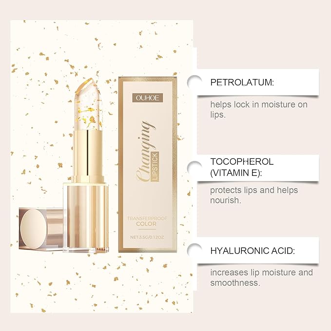 Gold foil color changing and nourishing lipstick Nourishing and moisturizing aqua glass softening lip skin Non greasy lipstick