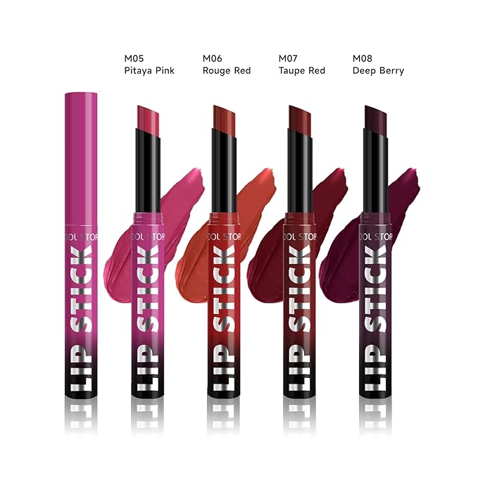 COOL STORY Matte Lipstick Lightweight Blurring Formula with High Impact Pigment, Long-lasting, 0.07 oz (4 color SET-B)