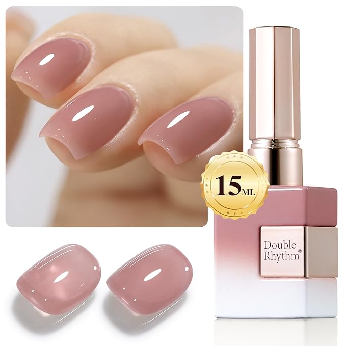 Double Rhythm 15 ML Gel Polish Pure Sheer Same Color Same Bottle Soak Off Gel Polish Nail Art Manicure Salon DIY at Home for Women (Pink Lilac-A1369)