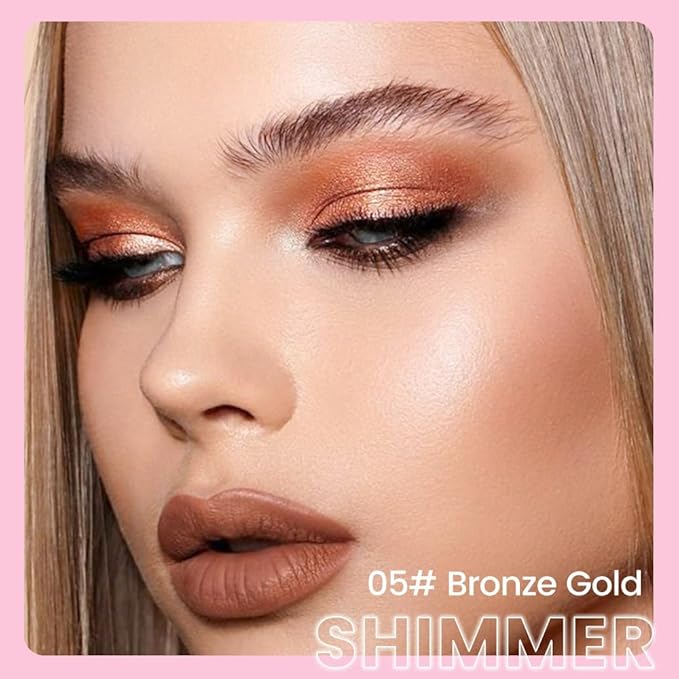 Kaely 2in1 Cream Eye Shadow Brightener Sticks for Eyes, Pencil Eyeshadow Applicator Stick Waterproof Pigmented, Eye Shadow Palette Highlighter Makeup, sombras para ojos, 05 Bronze Gold Shimmer