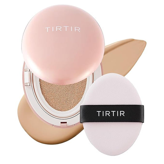 TIRTIR Mask Fit All Cover Pink Cushion Foundation | High coverage, Velvety Matte Finish, Lightweight, Flawless, Corrects Redness, Korean Cushion (#24N Latte, Full Size, 0.63 Fl Oz)