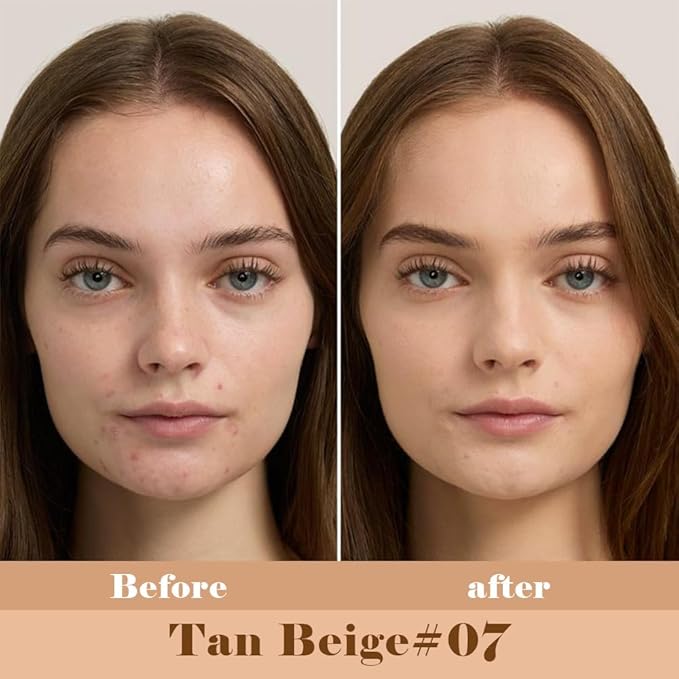 Liquid Concealer for Older Women, Under Eye Brightener Full Coverage Concealer for Dark Circles, Spots, Lightweight Waterproof Foundation Makeup, Vegan & Cruelty-Free, 07 Tan Beige