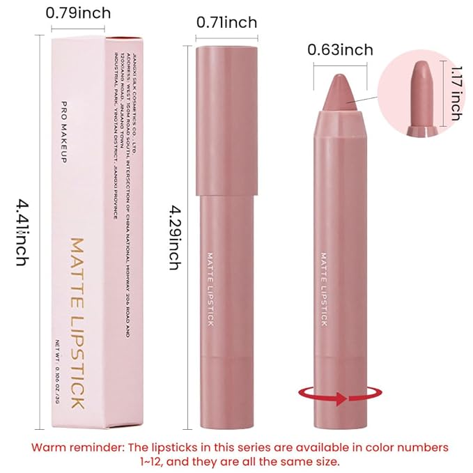 BINGBRUSH Crayon Matte Longwear Lipstick Pack Set,Moisture Smooth Color Stick Ultimate Lip Crayon for Makeup Collection - Waterproof Velvet Lipgloss (08#, 1 Count (Pack of 1))