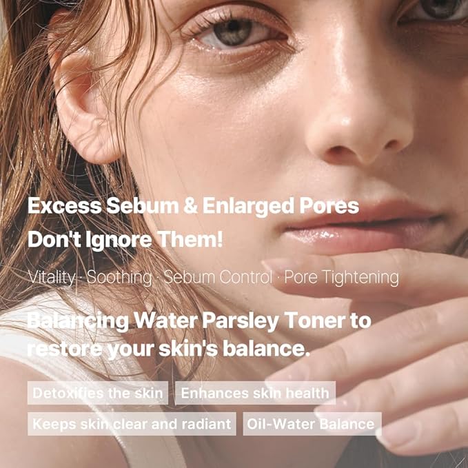 ROUME Balancing Water Parsley Toner 6.76 fl.oz. (200ml) – Korean Facial Toner for Oily Skin, Pore Tightening & Sebum Control, with 33,975ppm Water Parsley Extract, Anti-Aging & Brightening