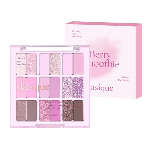 dasique Shadow Palette #18 Berry Smoothie l Vegan, Cruelty-Free l 18 Blendable Shades in Smooth Matte and Shimmer Finishes with Gorgeous Pearls