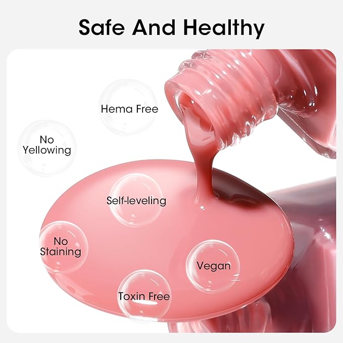 GELLEN 4-In-1 Illuminating Nail Concealer Base Coat Polish Dusty Rose Pink, Sheer Nail Strengthener Ridge Filler for Nails, Calcium Formula Smoothes Strengthens Nails, Quick Dry, Hema Free, Non-toxic