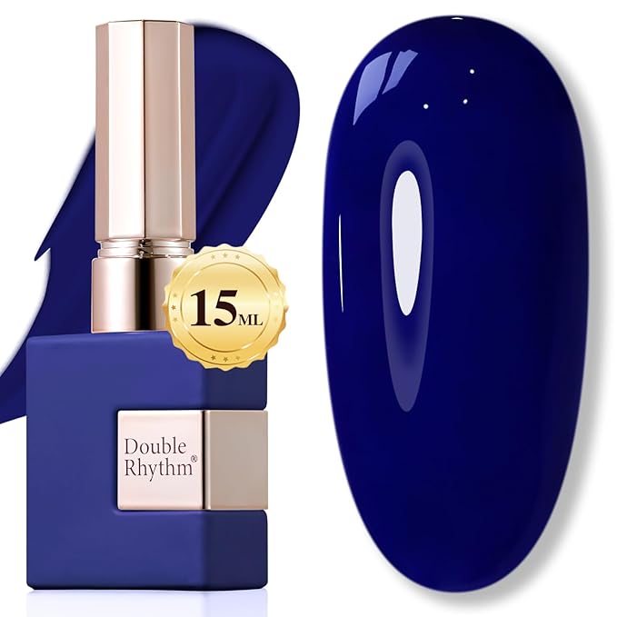Double Rhythm 15 ML Gel Polish Pure Sheer Same Color Same Bottle Soak Off Gel Polish Art Manicure Salon DIY at Home for Women (Deep Navy Blue-A1457)