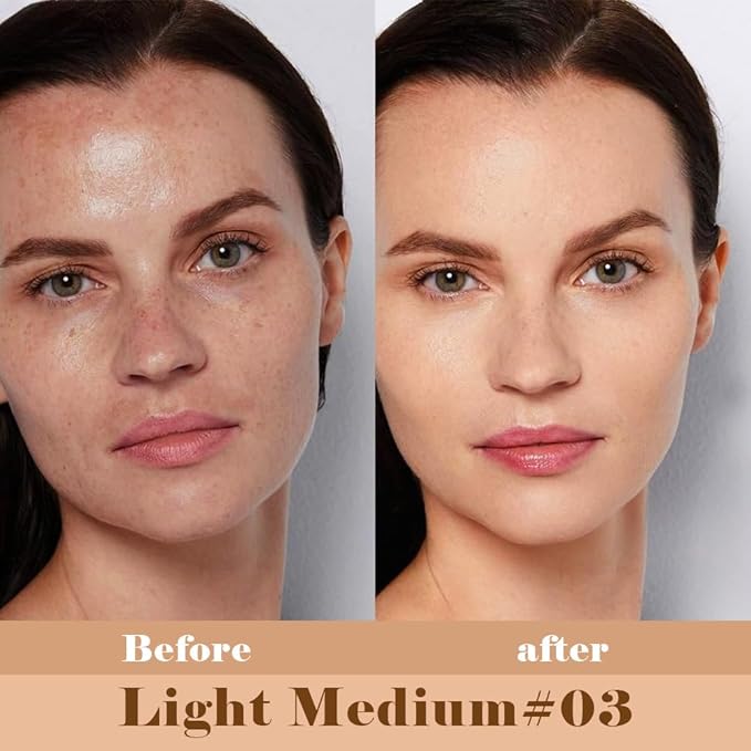 Liquid Concealer for Older Women, Under Eye Brightener Full Coverage Concealer for Dark Circles, Spots, Lightweight Waterproof Foundation Makeup, Vegan & Cruelty-Free, 03 Light Medium