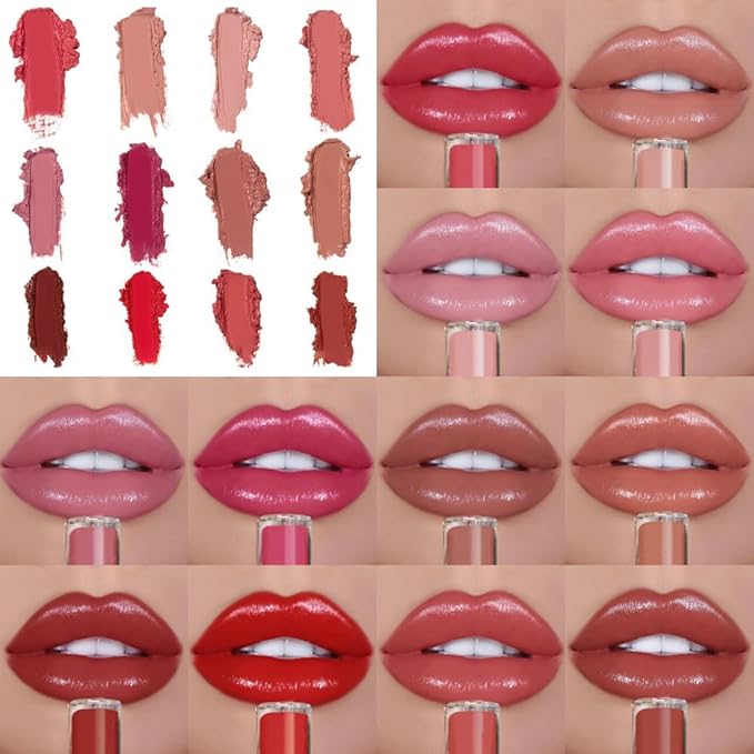 12 Color Cream Lip Gloss, 2025 New Cream Texture Lipstick Non-Stick Lip Gloss, Long Lasting Lipstick Hydrating Lip Tint Natural Non-Fading Liquid Lip Stick for Women (#14, One Size)