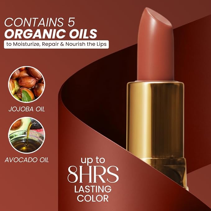 Essence Of Argan Tea Berry Lipstick for Cracked & Dry Lips - 100% Organic Argan & Jojoba Oil, Shea Butter & Aloe Vera - Hydrating Long Lasting Lipstick for Women