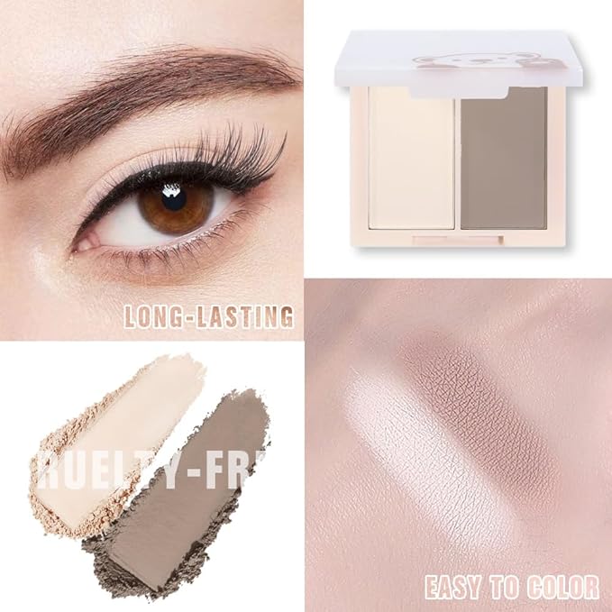 AMY'S DIARY Neutral Nude Eyeshadow Palette Makeup, 2 Colors Velvety Matte Finish, Cool-Toned Nude Taupe Eye Shadows, Natural Everyday to Eye Makeup Looks, for Brown Eyes Long Lasting Naturing-Looking