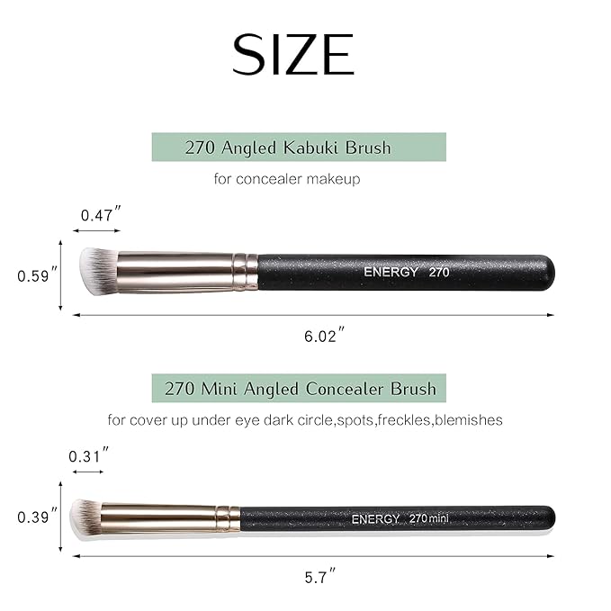 ENERGY Foundation Brushes Set Professional Under Eye Concealer Brushes Perfect For Blending Liquid Cream or Flawless Powder Cosmetics Buffing Stippling Concealer Premium Synthetic Bristles