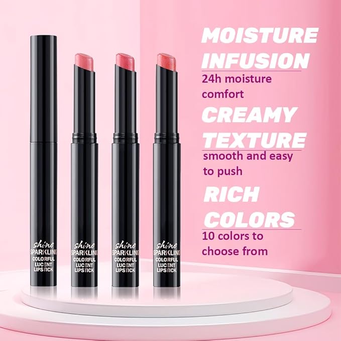 3Pcs Pink Nude Orange Metallic Lipstick for Women,Lightweight Non-Drying Shimmer Frosted Lipstick,Glitter Lip Gloss Stain Long Lasting Waterproof Smudge Proof 24 Hour Full Coverage Lip Makeup,Vegan