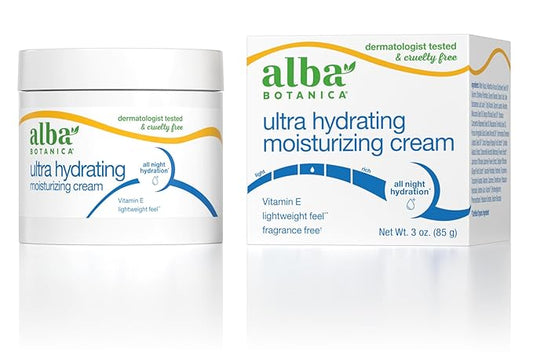 Alba Botanica Ultra Hydrating Moisturizing Cream, with Vitamin E, Fragrance Free, 3 Oz (Packaging May Vary)
