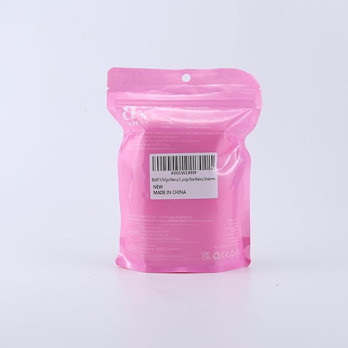 BEAKEY Super Soft Makeup Sponge Set of 6, Makeup Sponges for Foundation, Liquid, Cream and Powder, Pink Beauty Sponge for Blending, 0 Latex Blender