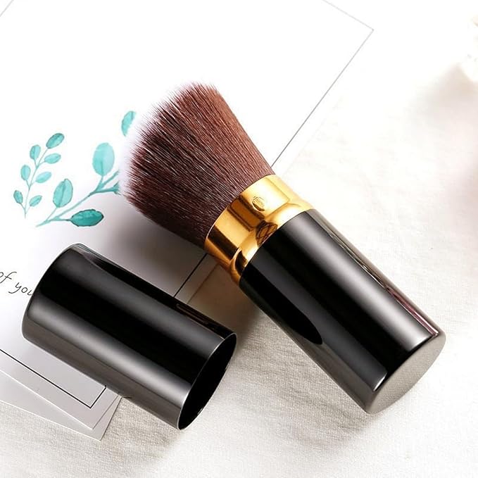Retractable Foundation Makeup Brushes, Travel Kabuki Powder Brush Liquid Foundation Brush with Cover Perfect for Blending Liquid, Bronzer, Buffing, Cream, Flawless Powder Cosmetics