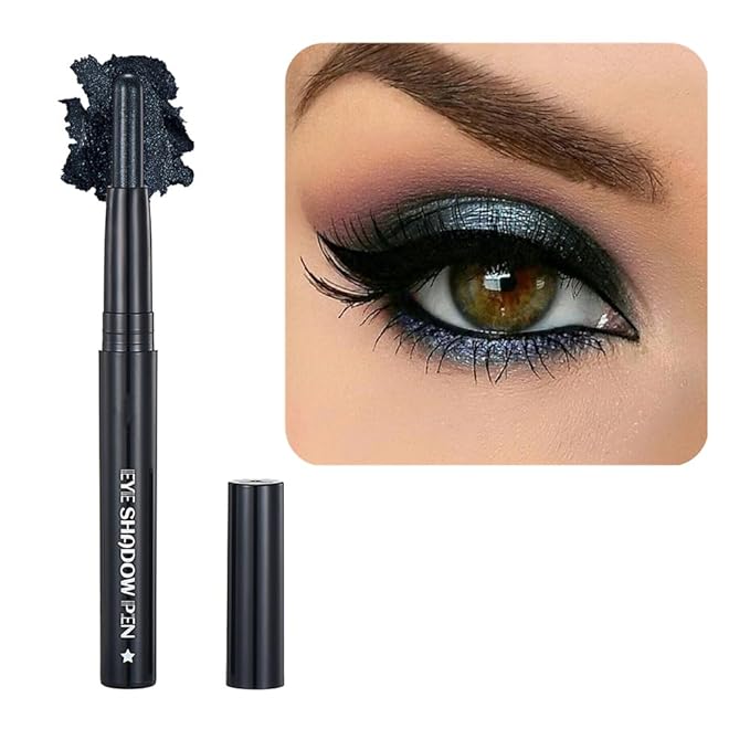 Black Eyeshadow Stick Makeup, Smooth Cream Shimmer Eye Shadow Pencil, Waterproof Hypoallergenic Long Lasting Crayon, Glitter Primer Palette Eyeliner