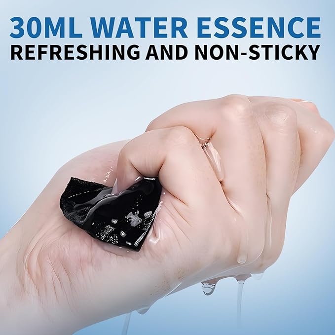 Moisturizing and Soothing Face Mask with Panthenol and Sodium Hyaluronate, Hydrating & Radiance Boosting, Safe for Sensitive Skin, Charcoal Face Mask, Pack of 10