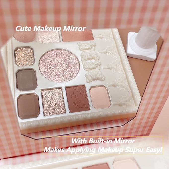 Embossed Angel Eyeshadow Palette - 10 Multi-Use Shades for Eyes, Cheeks & Glow（Embossed Angel Eyeshadow Palette + Eyeline Brush）