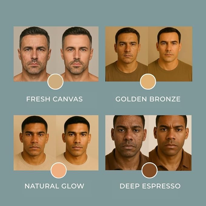 Invisible Foundation for Men – Medium-Coverage, Lightweight & Hydrating | Natural Look Makeup | Oil Control & Sweat-Resistant | 4 Shades | Fresh Canvas