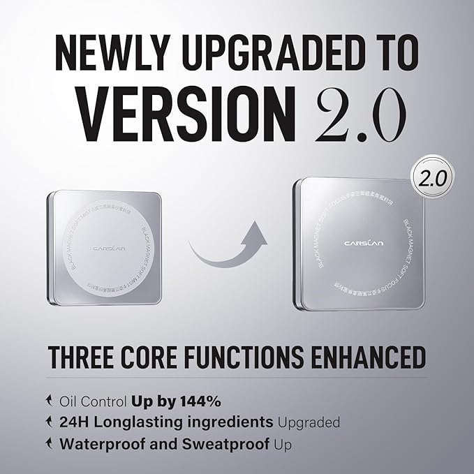 2.0 Black Magnet Soft Focus Powder, Waterproof Translucent Pressed Setting Powder, 24H Longlasting Talc-Free Face Powder, Oil Control Compact Makeup,01 Translucent For Dry&Com Skin, 0.28Oz