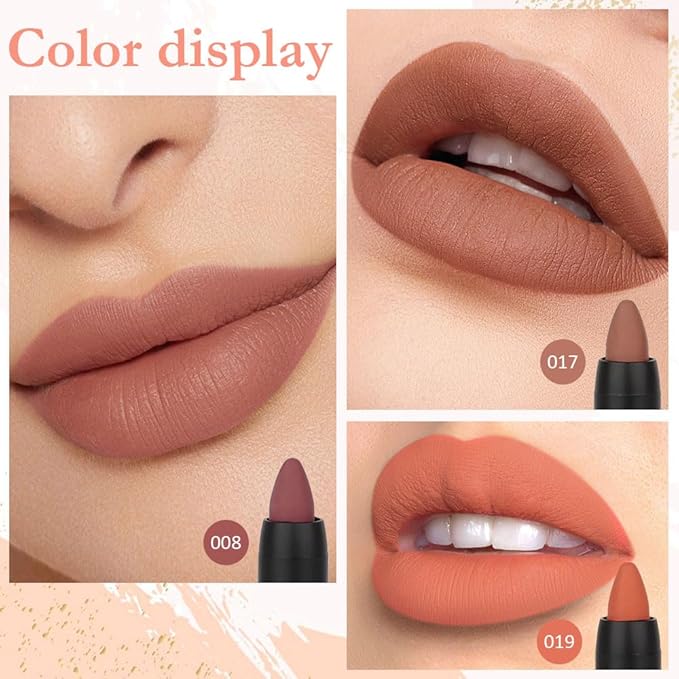 BINGBRUSH 3 Colors Longwear Lipstick Pack Set, Matte Color Stick Ultimate Lip Crayon for Makeup Collection - Nourishing Waterproof Velvet Lipgloss Lip Stain (08# 17# 19#)