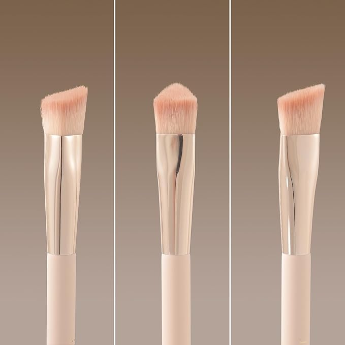 Triangle Concealer Brush, Angled Under Eye Brightening Brush for Liquid Cream Powder Small Nose Contour Foundation Makeup Brush