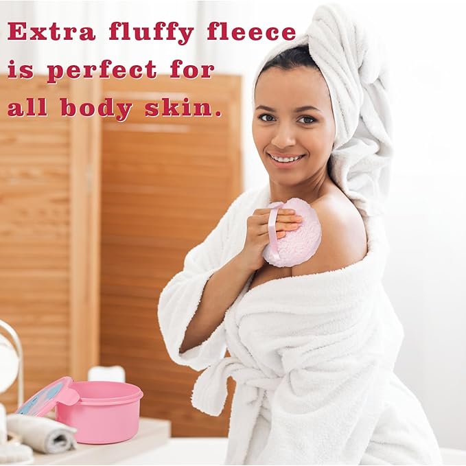 Extra Soft Powder Puff, 6" x 3" Large Body Powder Applicator, Dusting Powder Puffs with Loose Powder Container for Women (Pink)