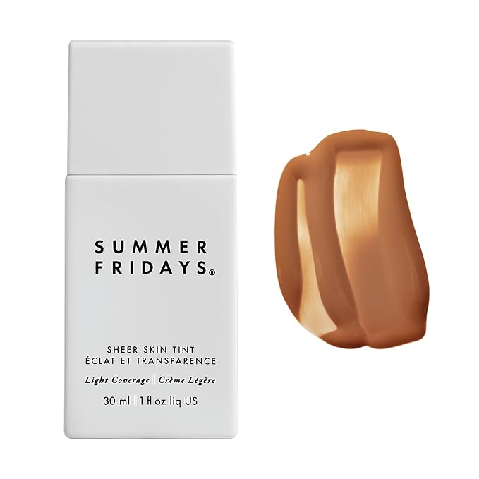 Summer Fridays Sheer Skin Tint - Skin Tint with Hyaluronic Acid - Helps Diminish Uneven Skin Tone - Sheer to Light Coverage - Shade 7 - Medium Deep with Golden Neutral Undertones (1 Fl Oz)
