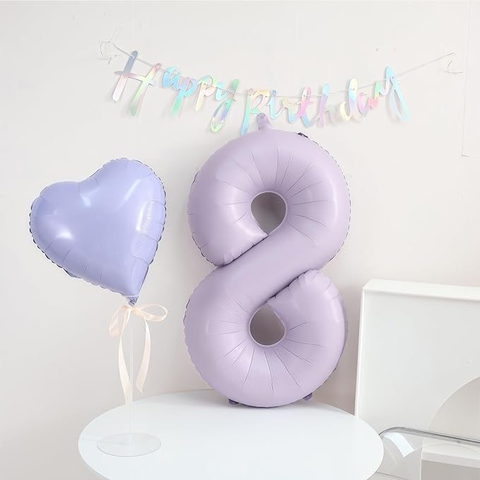 Pastel Purple 8 Number Balloons,40 Inch Light Purple 8 Balloons Large Helium Foil Mylar Purple Number 8 Balloon for Birthday Party Anniversary Decorations