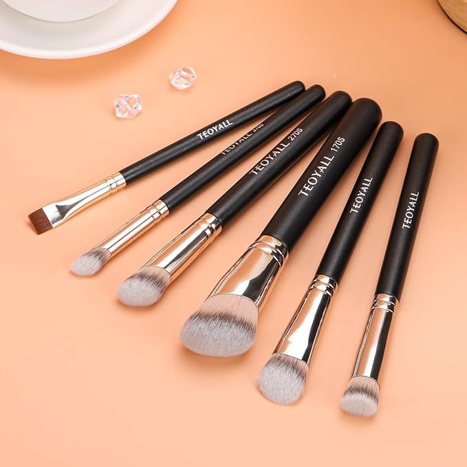 TEOYALL Under Eye Concealer Brush, Angled Contour Brush Synthetic Kabuki Brush for Concealing Blending Setting Buffing with Liquid, Cream and Powder Cosmetic (270S)