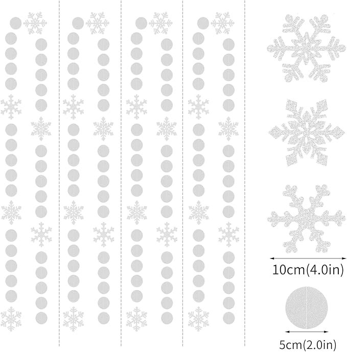 Snowflake Snow White-Silver Christmas Party-Decorations Garland - 61Ft Winter Wonderland Frozen Hanging Paper Streamers Banner,Birthday New Year Supplies Decor Ouruola