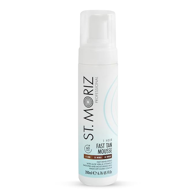 St Moriz Professional 1 Hour Fast Self Tanner Mousse, Light to Dark – Instant, Express Self Tanner Foam for a Golden, Natural Looking Fake Tan with Aloe Vera & Vitamin E - Vegan (6.76 fl oz)