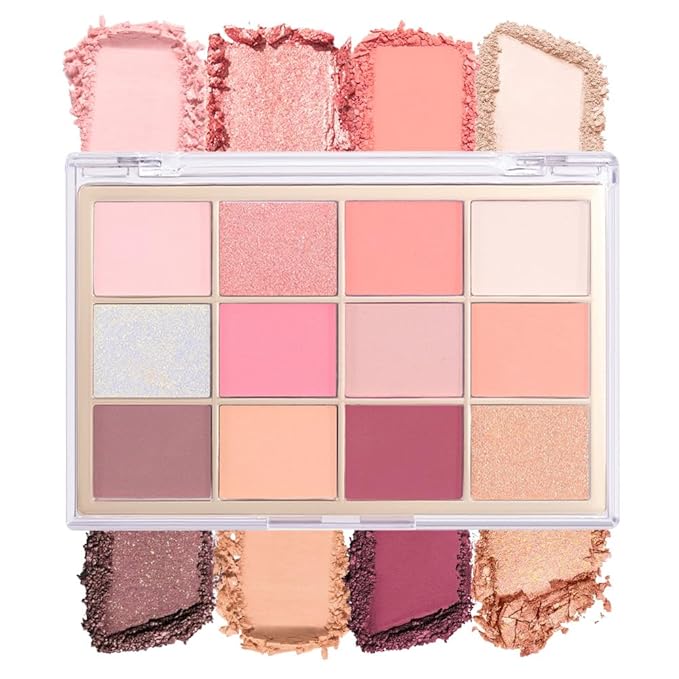Nude Pink Eyeshadow Palette,Natural Neutral Warm Colors Cream Light Colors Eyeshadow Palette,Eye Shadow Palette Long Lasting Naturing-Looking Make Up Pallets for Women,Vegan