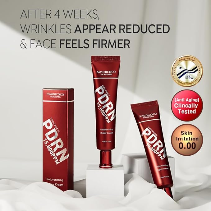 SWANICOCO PDRN Rejuvenating Repair Cream, 99.9% Pure Salmon (Sodium DNA), Bakuchiol, Cica Exosome, Niacinamide, Aging Care, Wrinkle Care, Intensive Glow, Skin Elasticity, 40ml 1.35 fl Oz