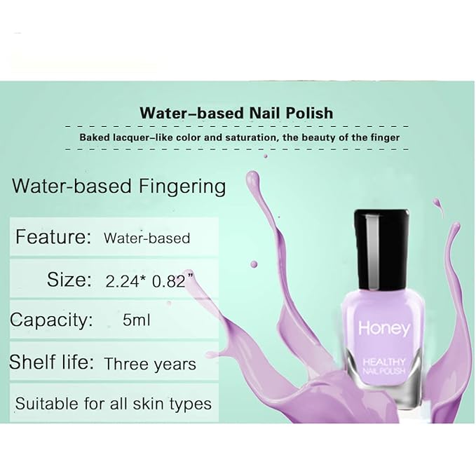 Non Toxic Nail Polish Set, Easy Peel Off and Fast Dry Nail Polish Set for Pack, Eco Friendly and Organic Water Based Nail Polish for Women, Girls, Teens(10 Bottles)