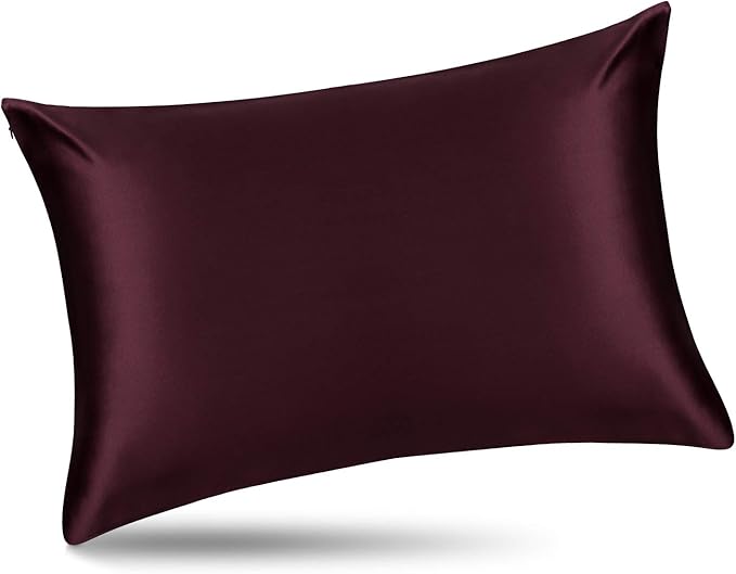 ALASKA BEAR King Silk Pillowcase and Scrunchie Gift Set Pillow Cases for Acne, Eyelashes & Extensions (1 Pack, Red Burgundy)