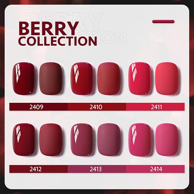 GAOY Berry Collection Gel Nail Polish, Hot Pink Burgundy Red Cherry Magenta Nails Gel Polish Kit for Salon Manicure and DIY at Home
