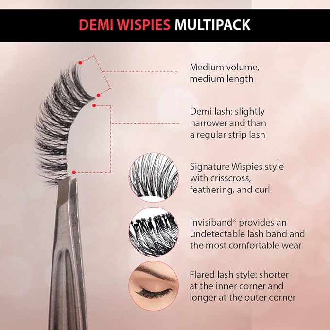 Ardell Demi Wispies False Eyelashes Multipack – Natural Lashes Wispy with Invisiband for Lightweight Comfort, 6 Pairs, 2 Pack